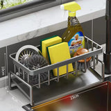 Carbon Steel Kitchen Sink Organizer with Water Tray