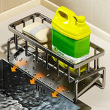 Carbon Steel Kitchen Sink Organizer with Water Tray