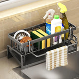 Carbon Steel Kitchen Sink Organizer with Water Tray