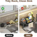 Carbon Steel Kitchen Sink Organizer with Water Tray